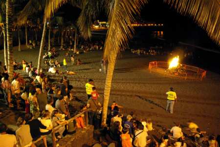 Waiting for the witches' dancing at San Juan fiesta at Puerto Naos
