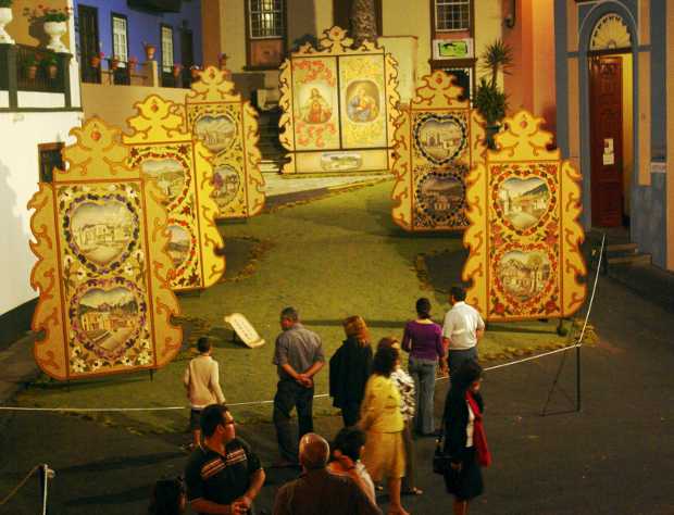 Panels for the Sacred Heart fiesta in El Paso, La Palma island